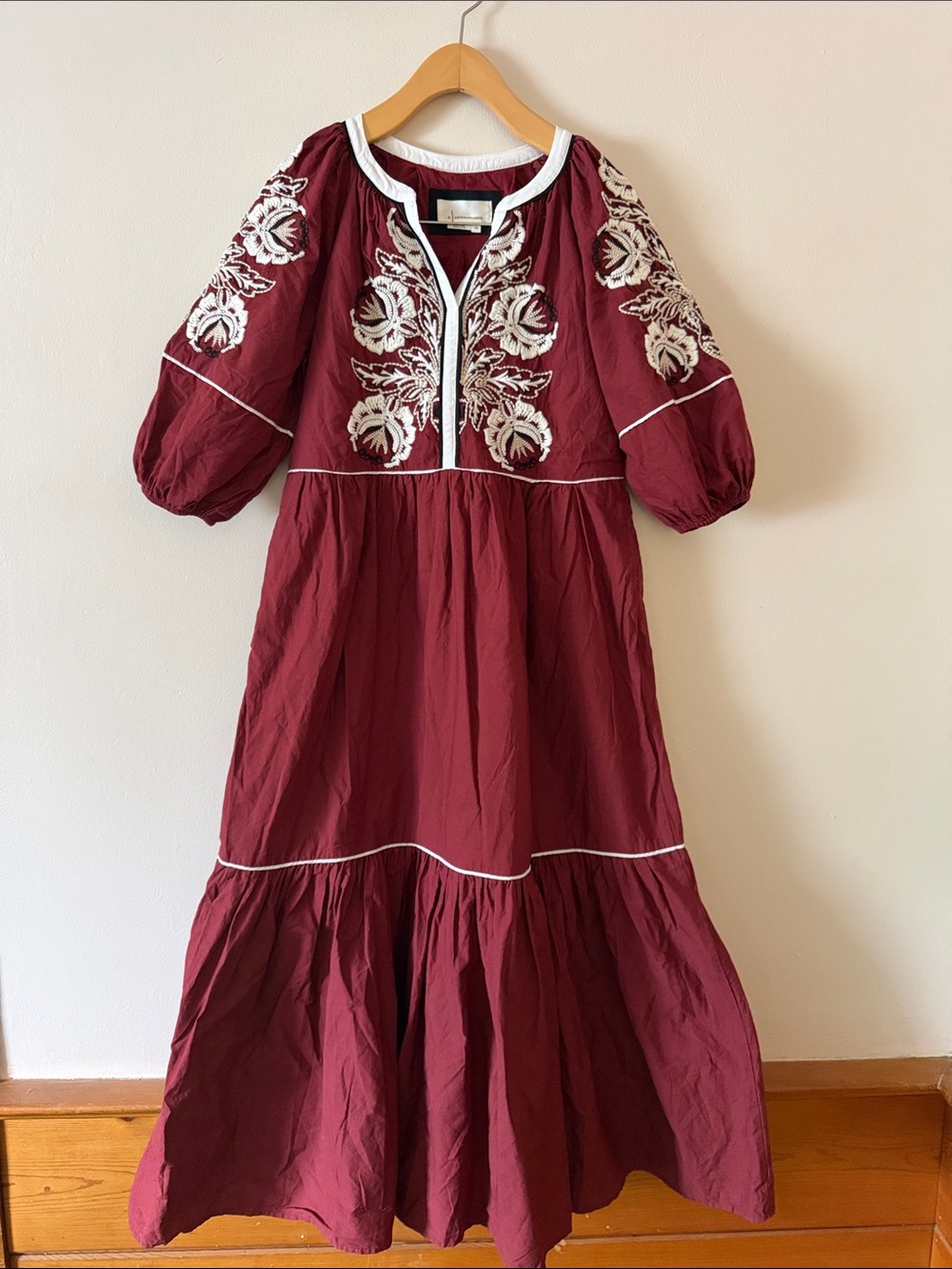 Anthropologie Gretel Embroidered Maxi Dress in Russet Brown Size XS - Picture 3 of 8